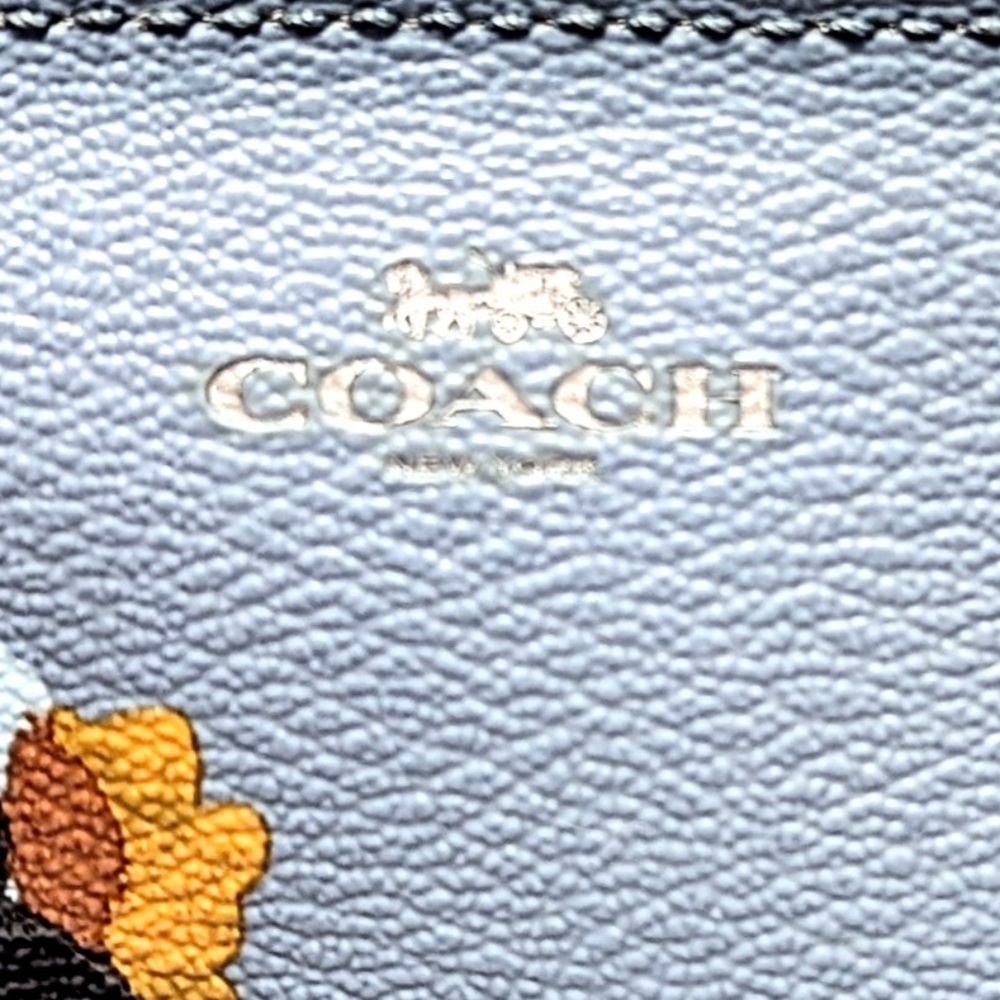 💙Coach Blue Cornflower Floral Zip Around Wristlet - Picture 8 of 9